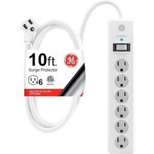 6-Outlet Surge Protector, 10 Ft Extension Cord, Power Strip, 800 Joules